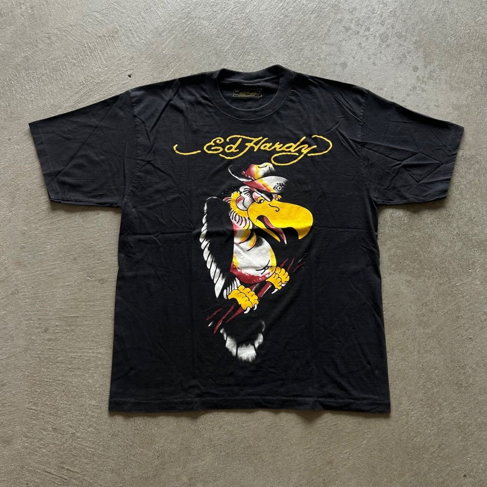 Vintage Ed Hardy Shirt Size XXL Black Y2K Eagle Graphic Traditional Tattoo Style